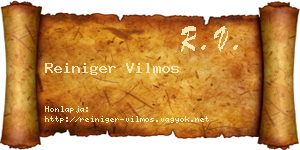 Reiniger Vilmos névjegykártya